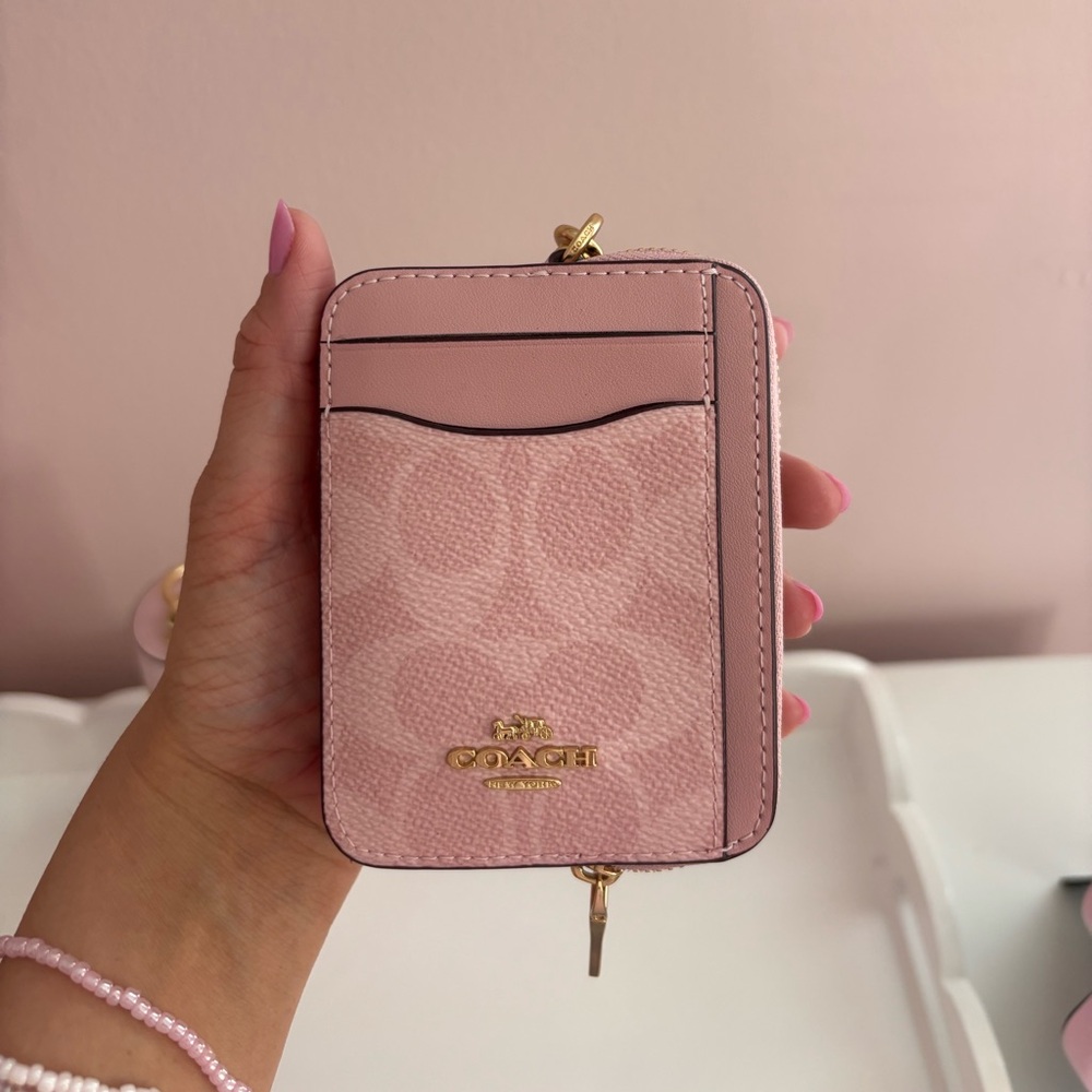 Coach Powder Pink zip card case